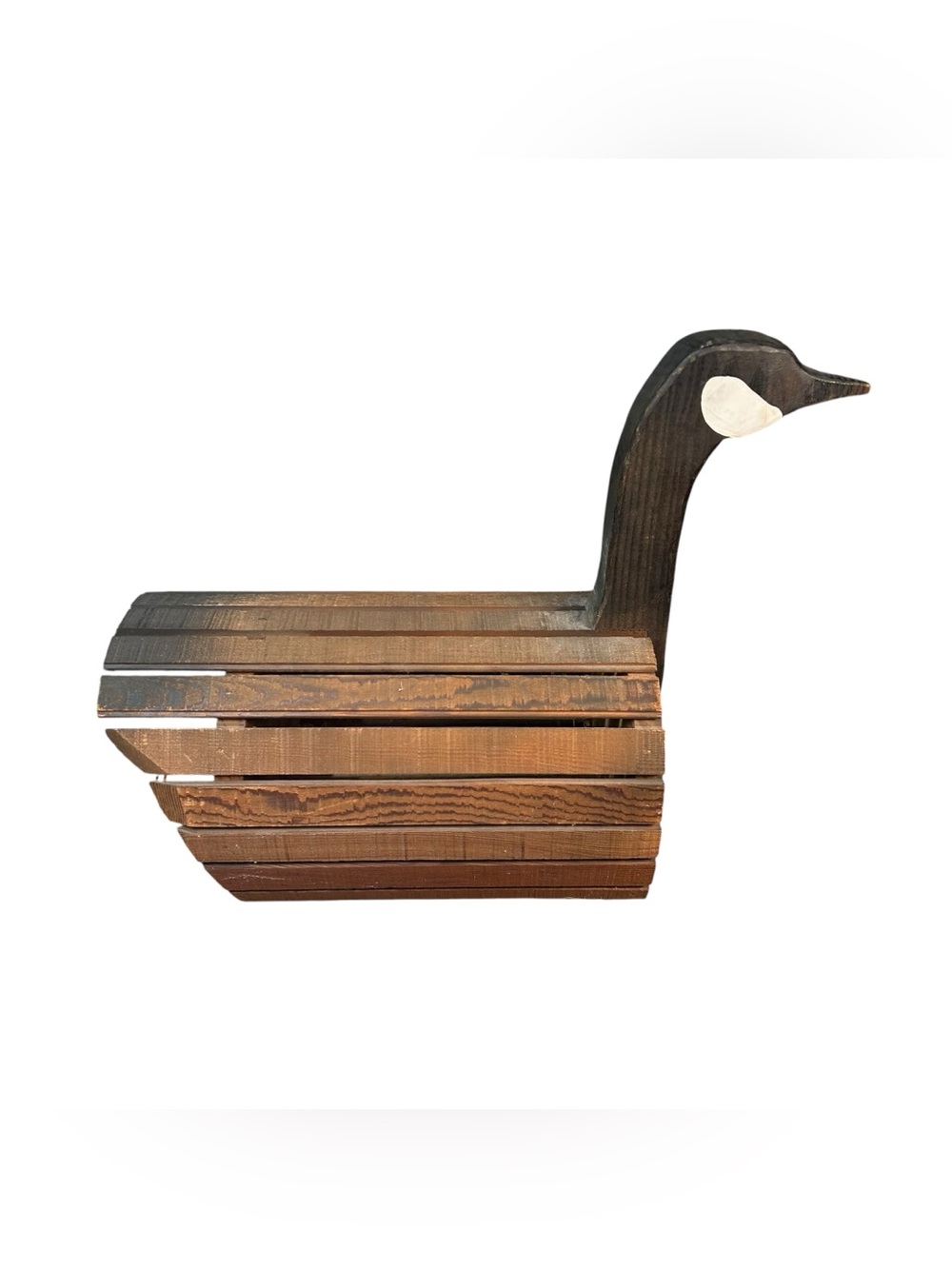 Rustic Wooden Goose Basket Cottage Core Farmhouse Decor Slatted Duck Vintage